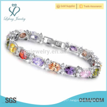 Platinum silver crystal bracelet design for ladies,ladies diamond bracelet